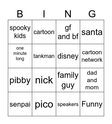 fnf bingo Card