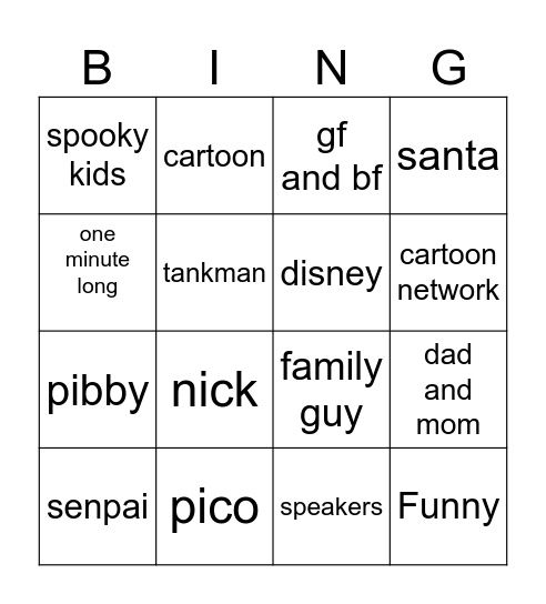 fnf bingo Card