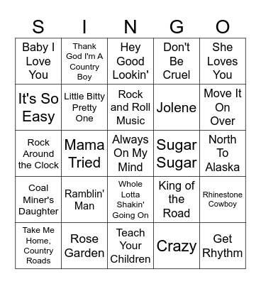 MUSIC Bingo Card
