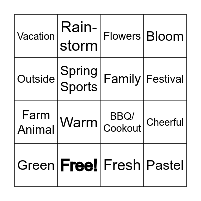 Spring-o Bingo Card