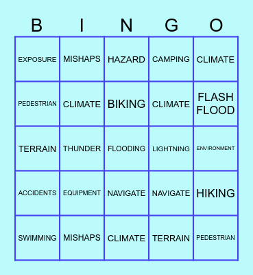 ENVIRONMENTAL HAZARD Bingo Card
