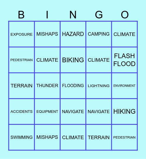 ENVIRONMENTAL HAZARD Bingo Card