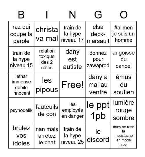 zawaseum#85654205 Bingo Card