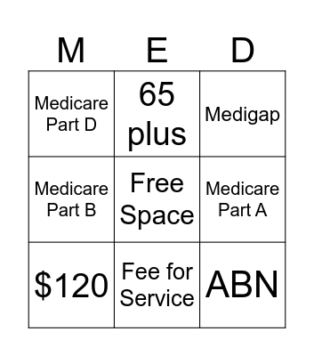 Medicare Bingo Card