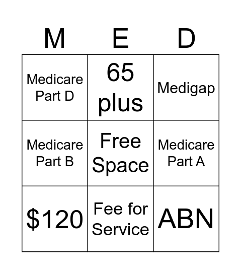 Medicare Bingo Card
