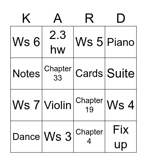 Lee Jinki Bingo Card