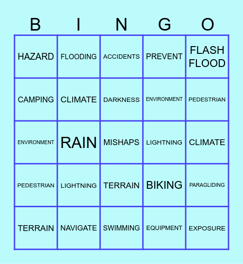 ENVIRONMENTAL HAZARD Bingo Card