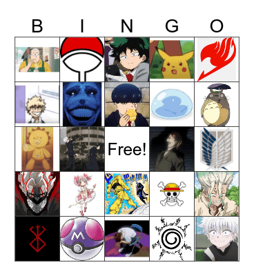 Anime Bingo Card