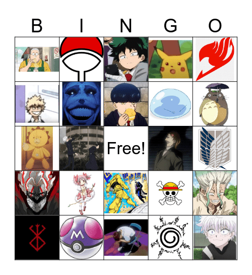 Anime Bingo Card