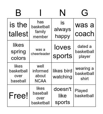 March Madness Bingo Card