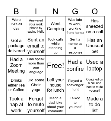 Advantage Bingo Card