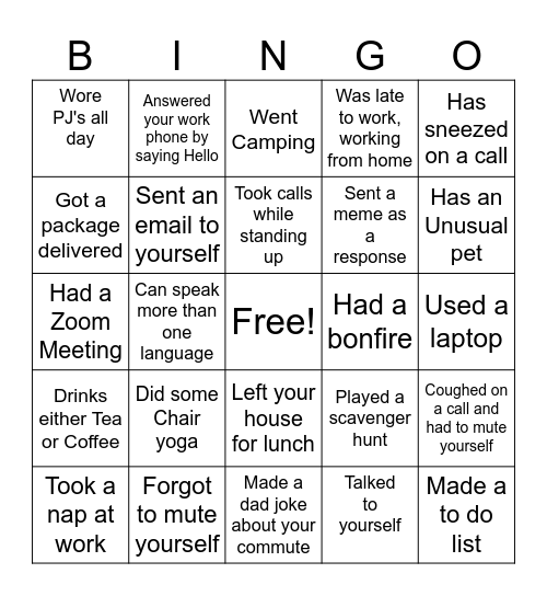 Advantage Bingo Card