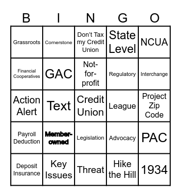 Advocacy Bingo Card