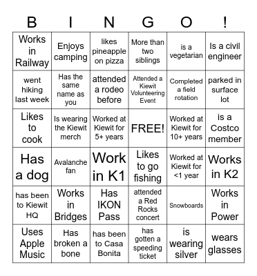 Get to Know You Bingo Card