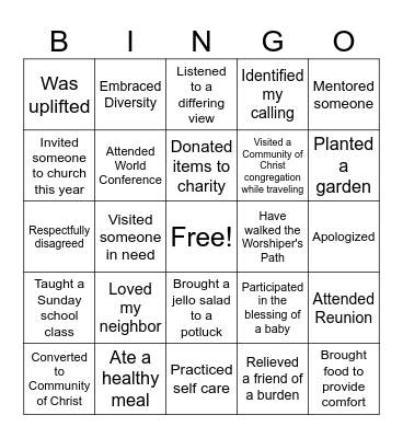 Blessing Bingo Card