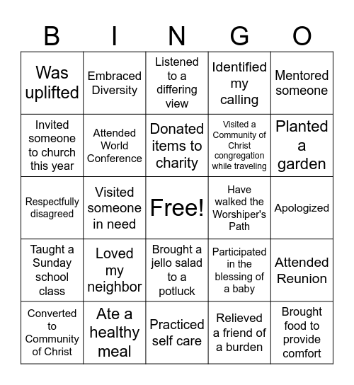 Blessing Bingo Card