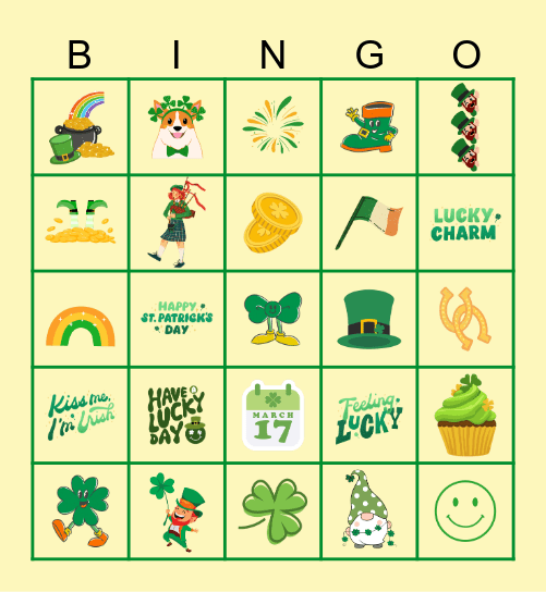 St. Patrick's Day Bingo Card
