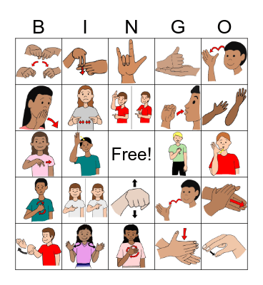 Common ASL Gestures Bingo Card