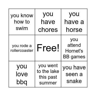 Who Are You Bingo Card