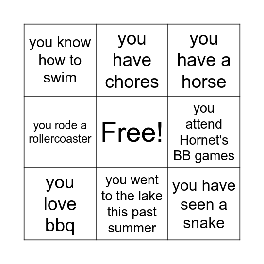 Who Are You Bingo Card