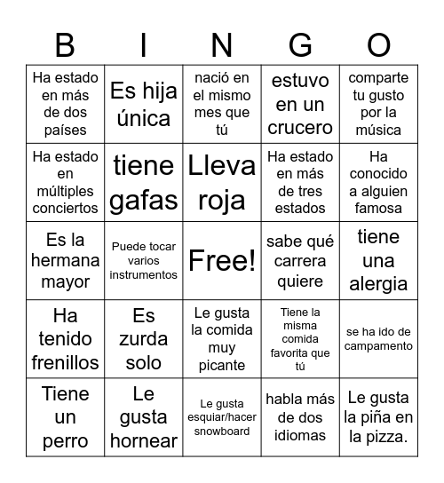 Black Out Bingo Icebreaker Bingo Card