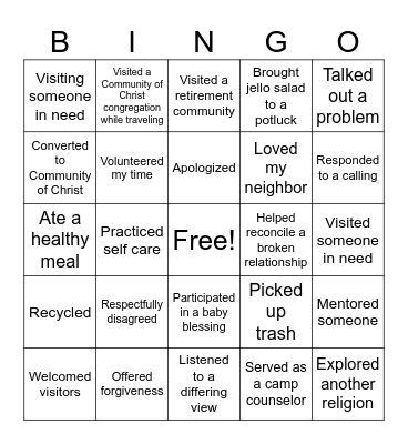 Blessing Bingo Card