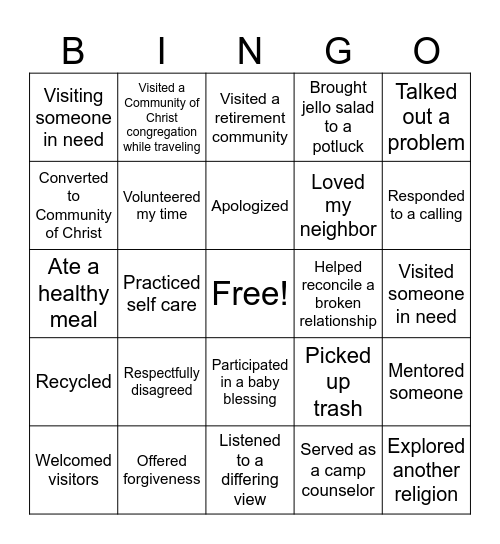 Blessing Bingo Card
