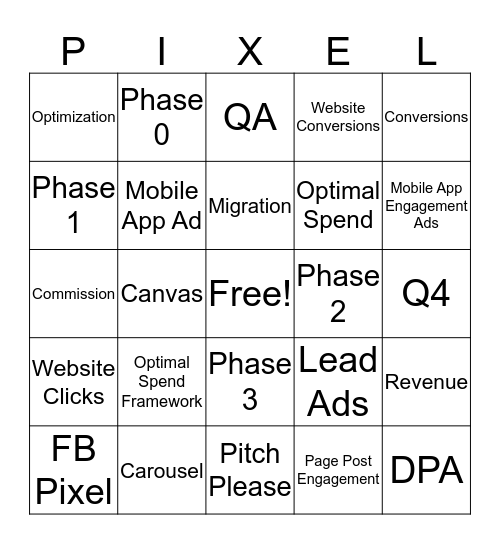 Facebook Q4 Success Workshops Bingo Card