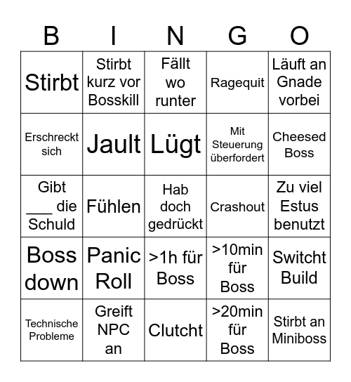 Elden Ring Bingo Card