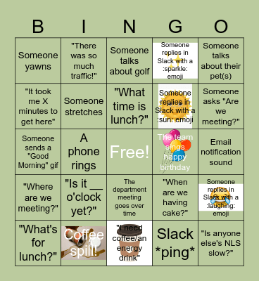 Team CORE Bingo Card