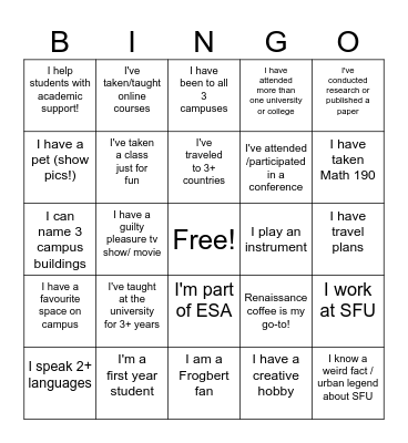Complete Me 4 a Free Educ Sweater! (Give me to an ESA member when complete) Bingo Card