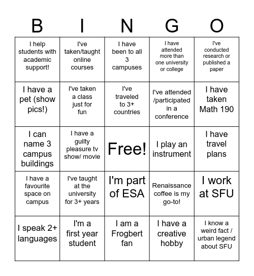 Complete Me 4 a Free Educ Sweater! (Give me to an ESA member when complete) Bingo Card