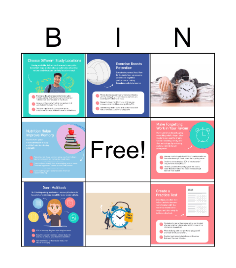 Study Skills Bingo Card
