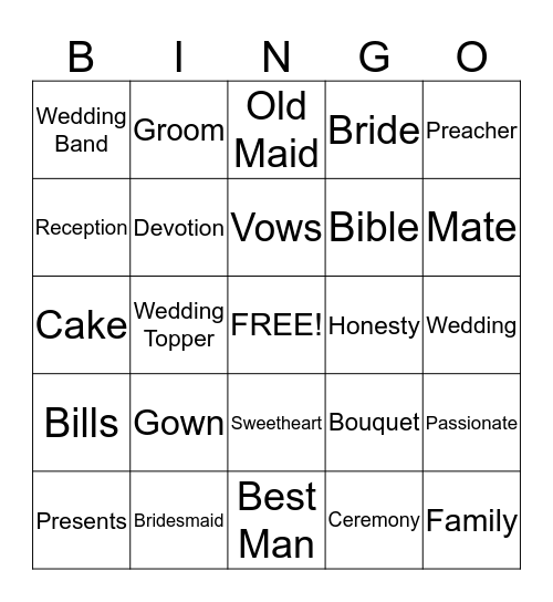 LAURA'S WEDDING SHOWER Bingo Card