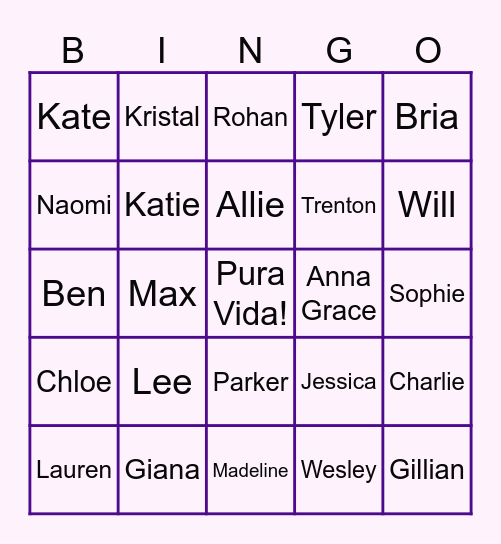 Costa Rica Spotting Bingo Card