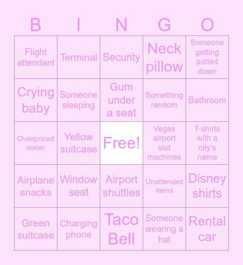 ✨airport✨ Bingo Card