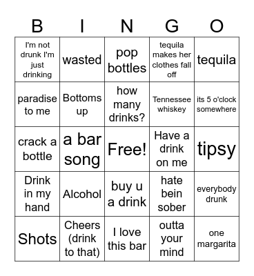 Drink up #1 Bingo Card