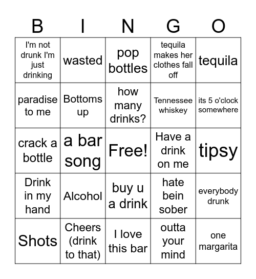 Drink up #1 Bingo Card