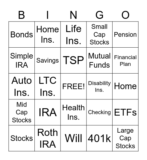 Prosperity Bingo Card