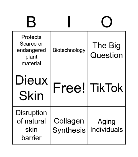 BIOTECH SKIN CARE Bingo Card