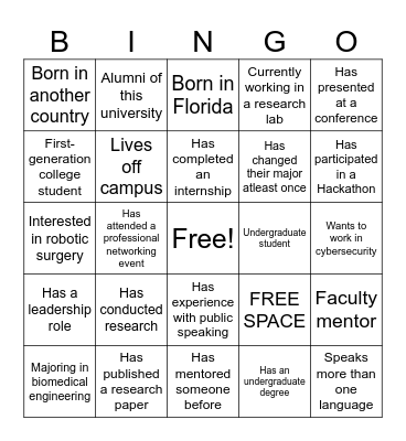 Get to Know Eachother with W.E.M.I! Bingo Card