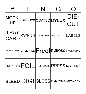 PRINT CRAFT PICNIC 2016 Bingo Card