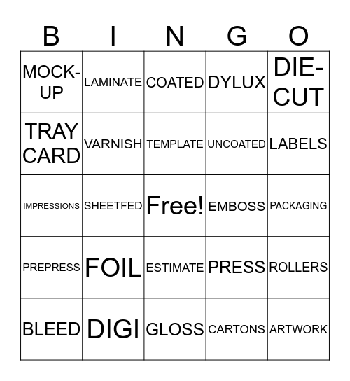 PRINT CRAFT PICNIC 2016 Bingo Card