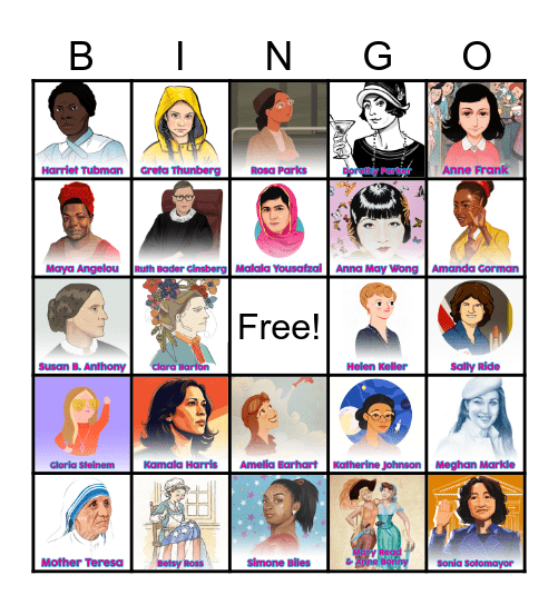 Women's History Month Bingo Card