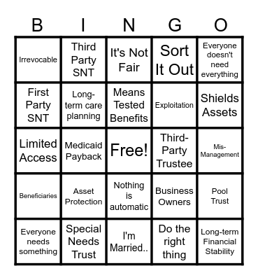 AP and SNT Bingo Card