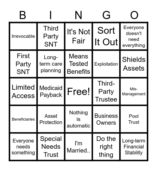 AP and SNT Bingo Card