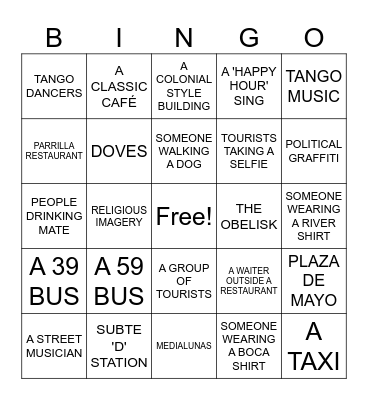 BUENOS AIRES BINGO Card