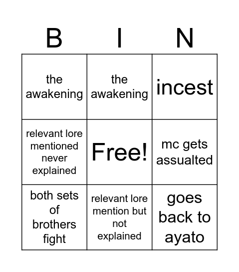 Diabolik assault bingo Card