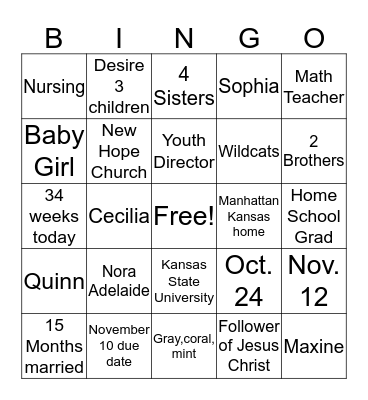 BABY Bingo Card