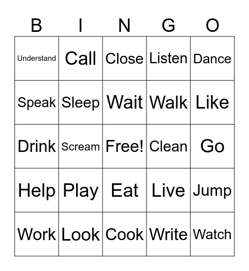 3-4 Past Simple Bingo Card